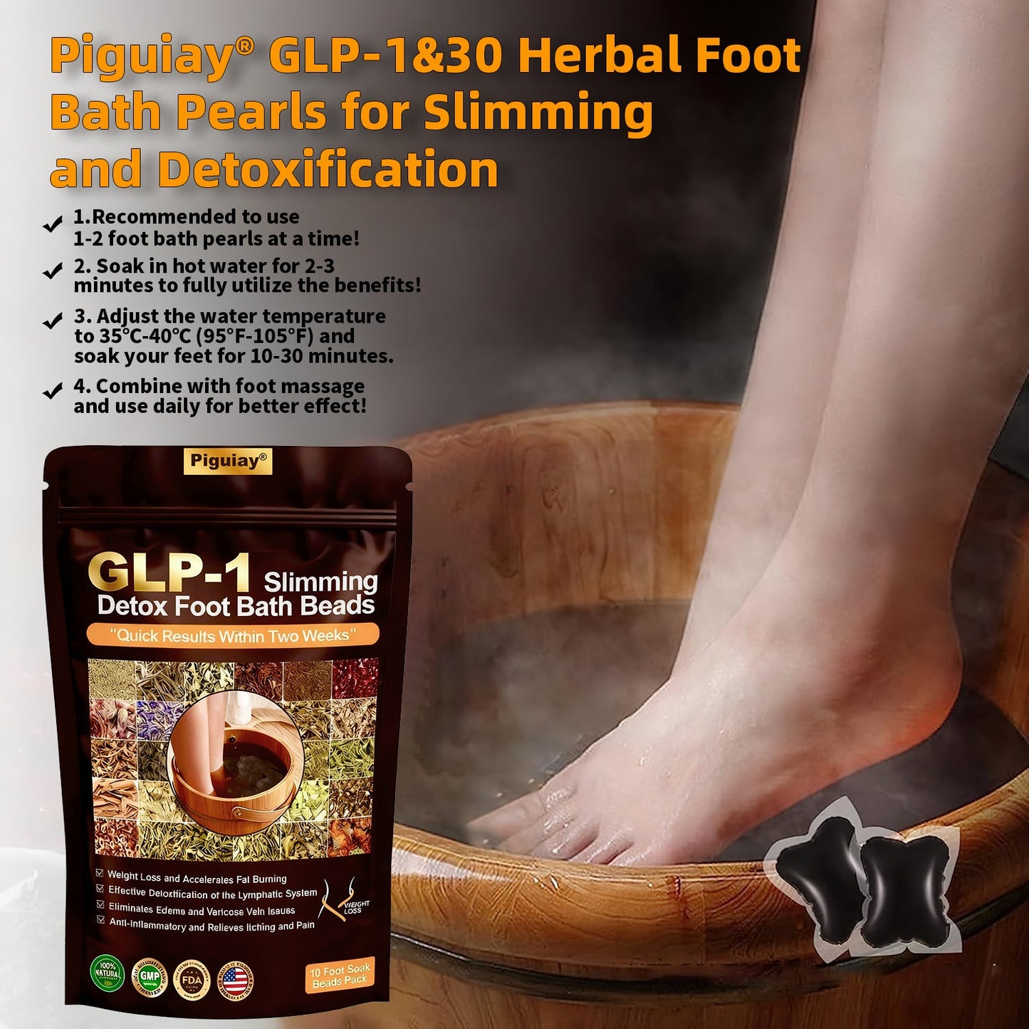Piguiay®GLP-1 Slimming& Detox Foot Bath Beads-🌿(𝐋𝐀𝐍𝐀 𝐂𝐞𝐫𝐭𝐢𝐟𝐢𝐜𝐚𝐭𝐢𝐨𝐧，𝗟𝘆𝗺𝗽𝗵𝗮𝘁𝗶𝗰 𝗔𝘀𝘀𝗼𝗰𝗶𝗮𝘁𝗶𝗼𝗻 𝗼𝗳 𝐂𝐚𝐧𝐚𝐝𝐚)