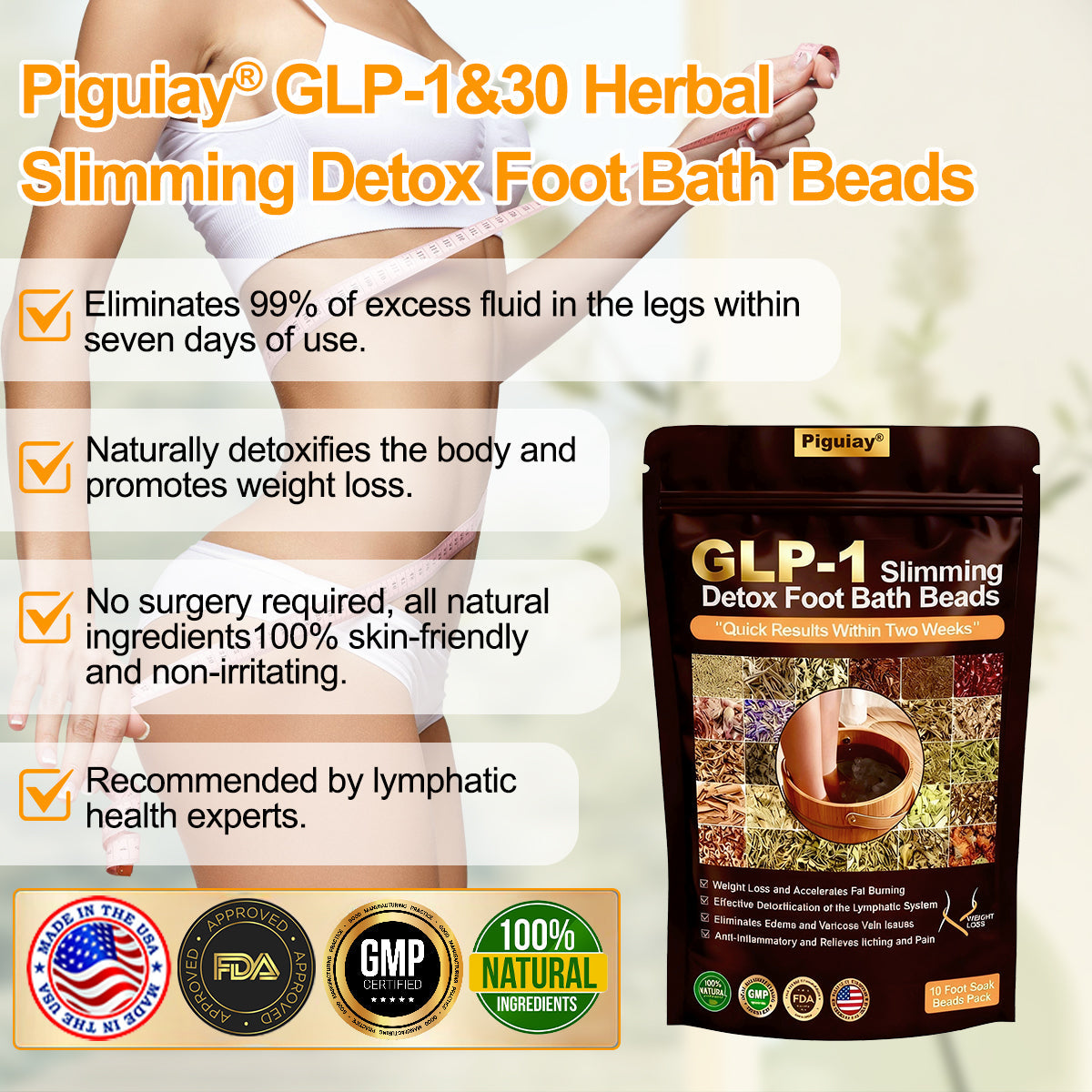 Piguiay®GLP-1 Slimming& Detox Foot Bath Beads-🌿(𝐋𝐀𝐍𝐀 𝐂𝐞𝐫𝐭𝐢𝐟𝐢𝐜𝐚𝐭𝐢𝐨𝐧，𝗟𝘆𝗺𝗽𝗵𝗮𝘁𝗶𝗰 𝗔𝘀𝘀𝗼𝗰𝗶𝗮𝘁𝗶𝗼𝗻 𝗼𝗳 𝐂𝐚𝐧𝐚𝐝𝐚)